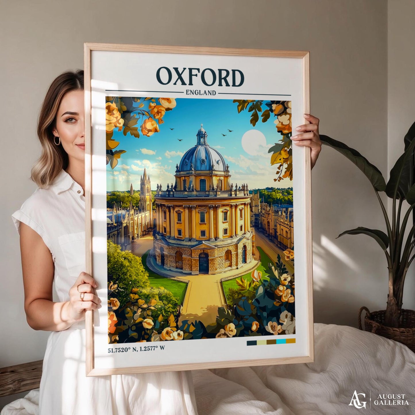 Oxford England Retro Travel Print