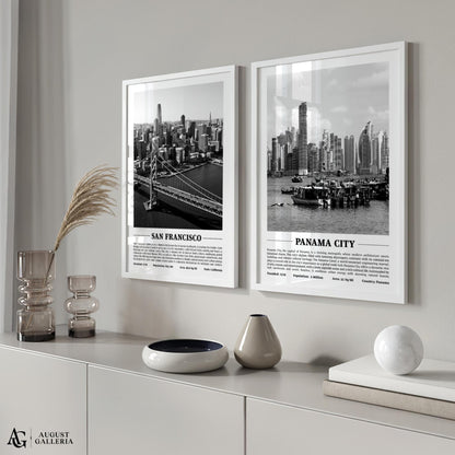 Panama City Black & White City Print