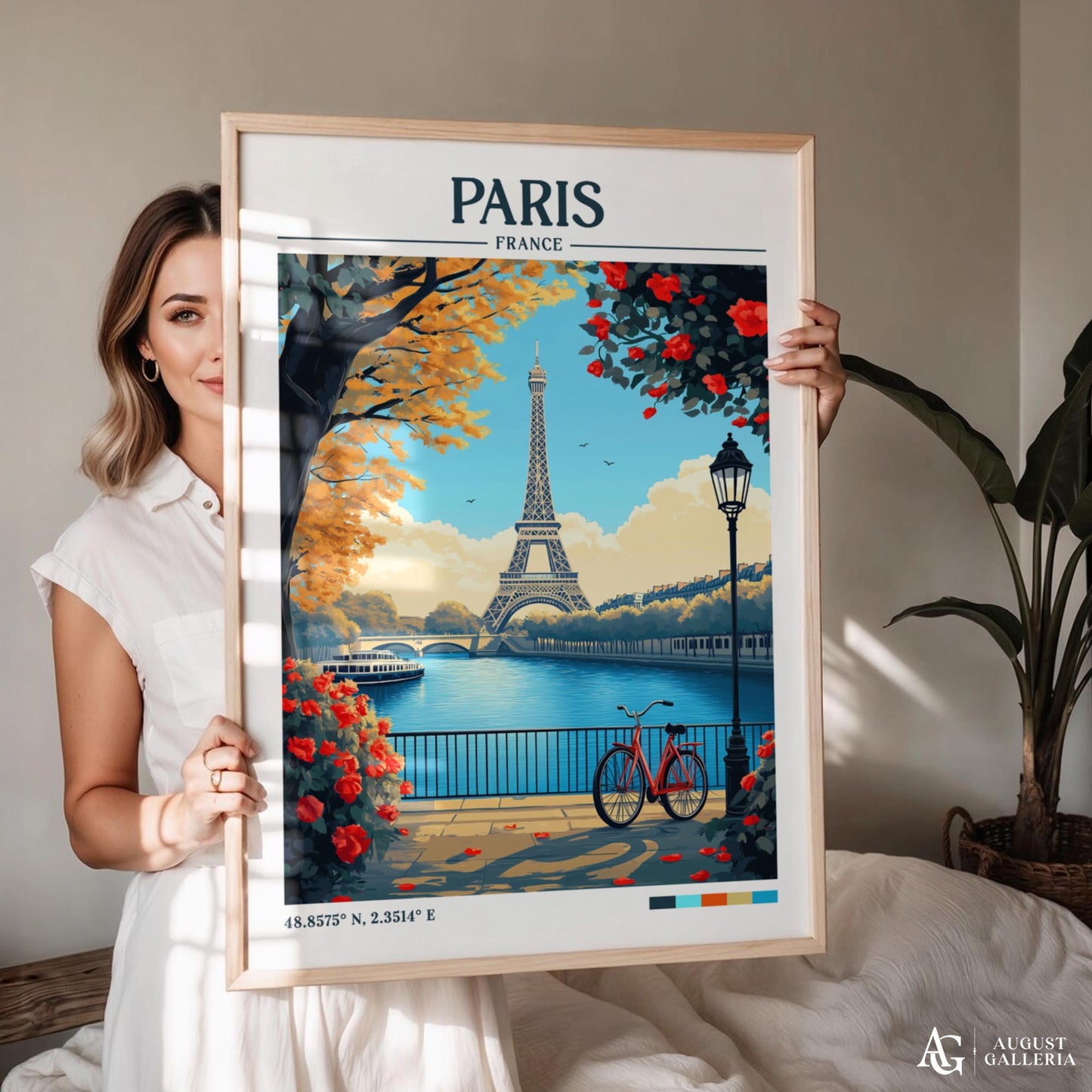 Paris France Retro Travel Print