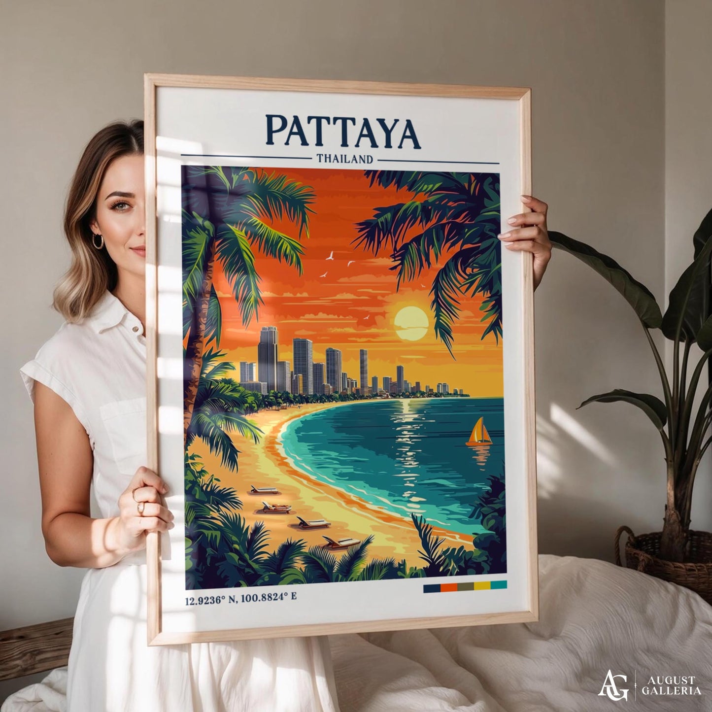 Pattaya Thailand Retro Travel Print