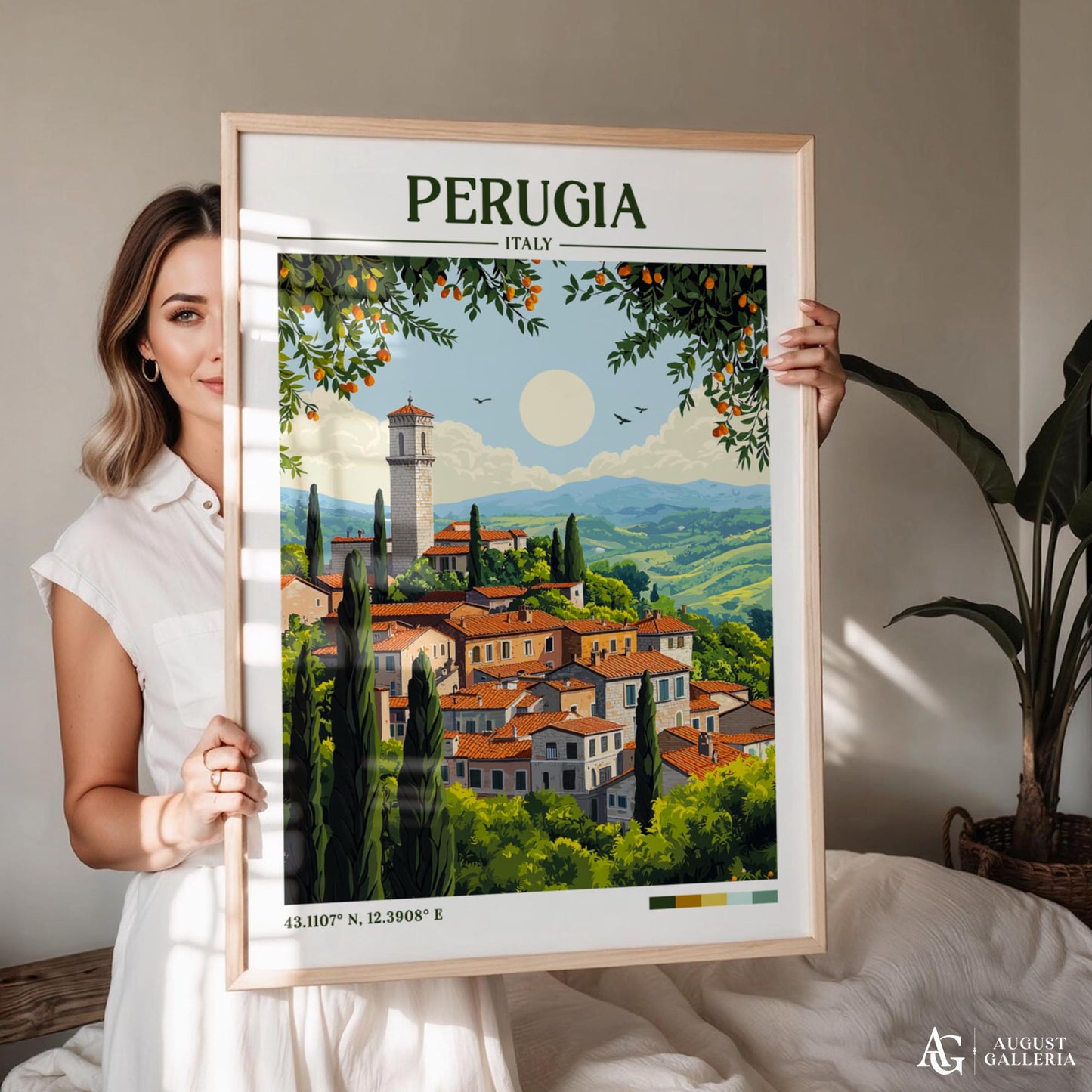 Perugia Italy Retro Travel Print