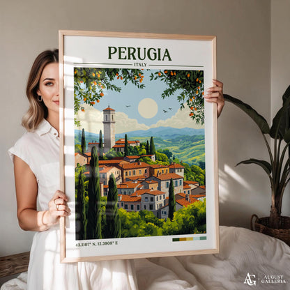 Perugia Italy Retro Travel Print