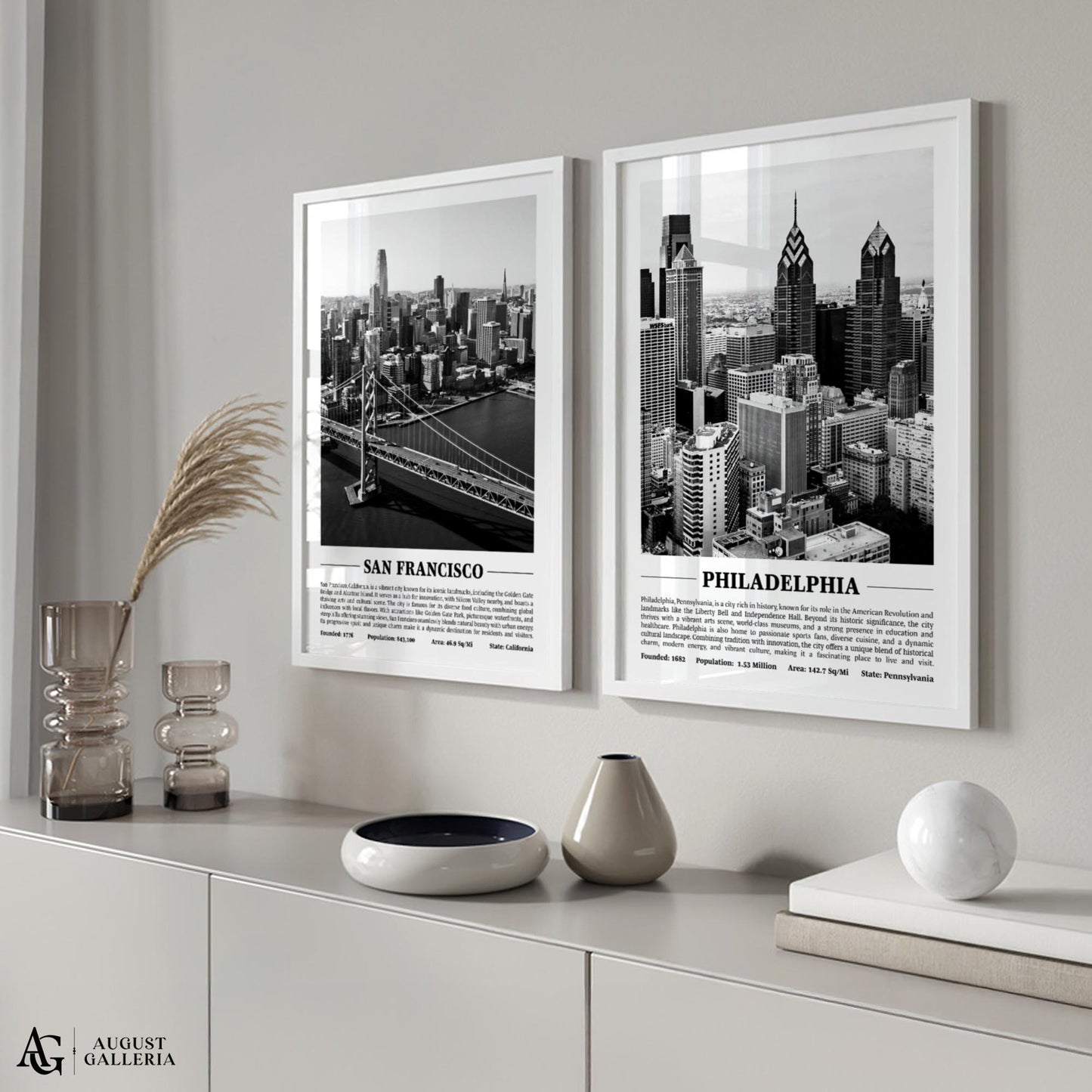 Philadelphia Black & White City Print