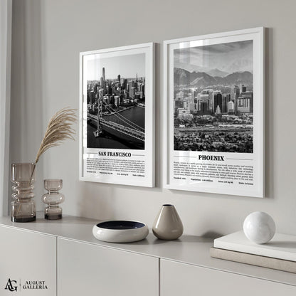Phoenix Black & White City Print