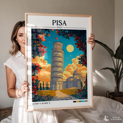 Pisa Italy Retro Travel Print