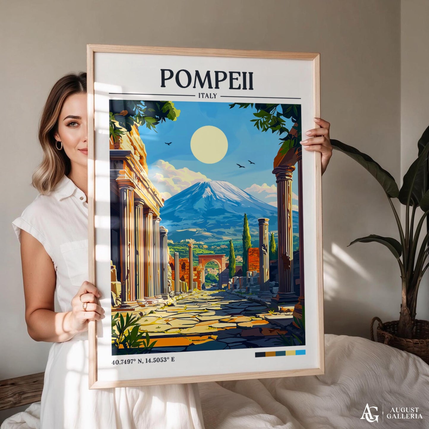Pompeii Italy Retro Travel Print