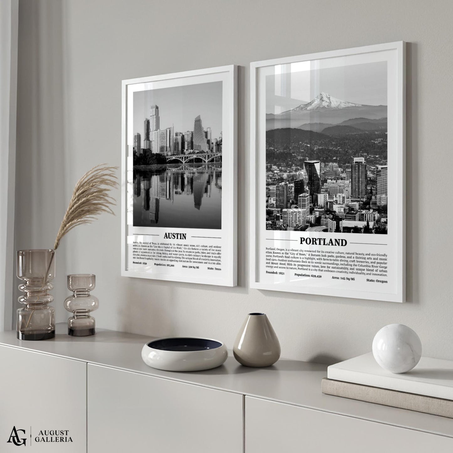 Portland Black & White City Print