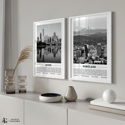 Portland Black & White City Print