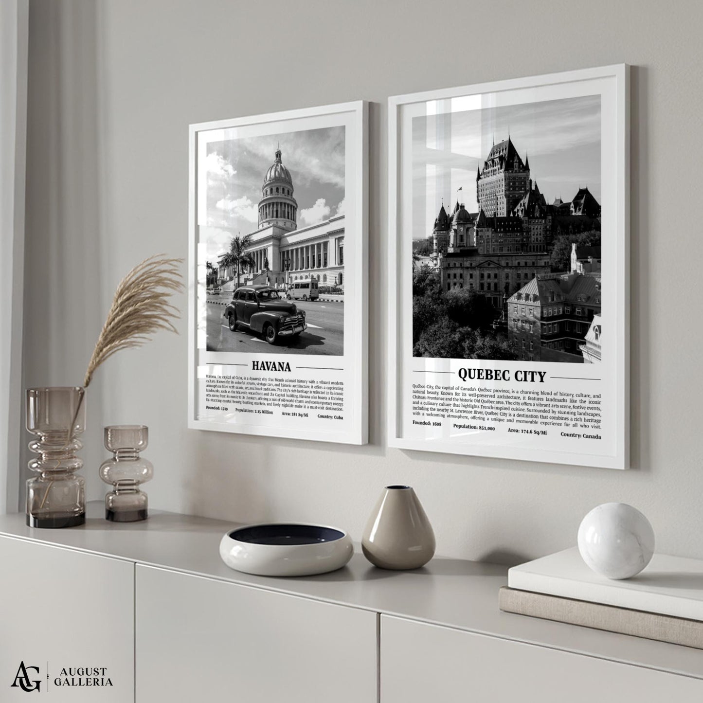 Quebec City Black & White City Print