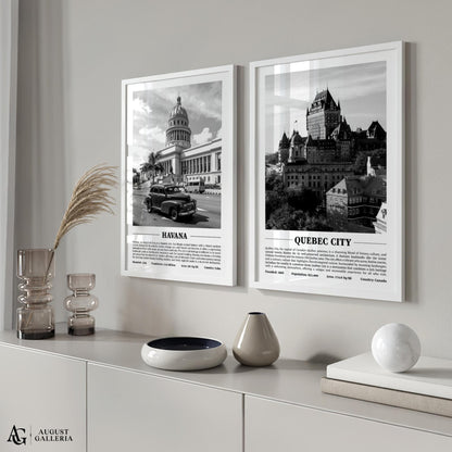 Quebec City Black & White City Print