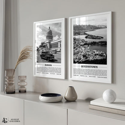 Queenstown Black & White City Print