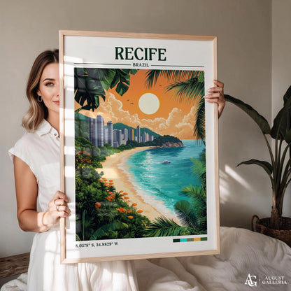 Recife Brazil Retro Travel Print