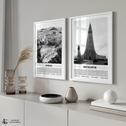 Reykjavik Black & White City Print