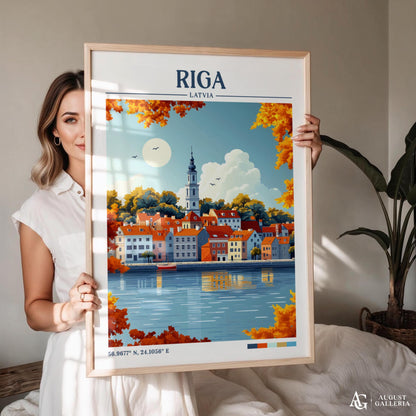 Riga Latvia Retro Travel Print