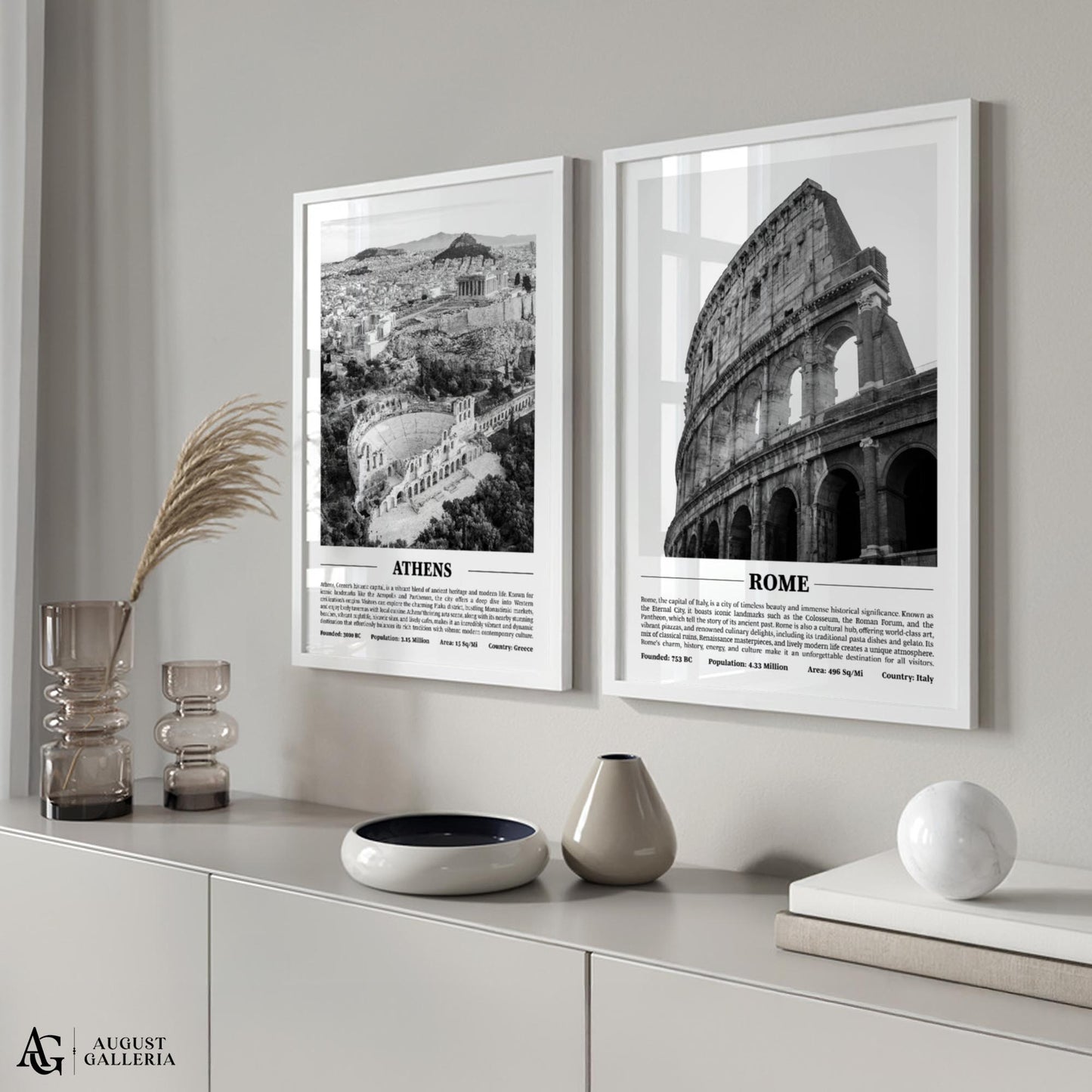 Rome Black & White City Print