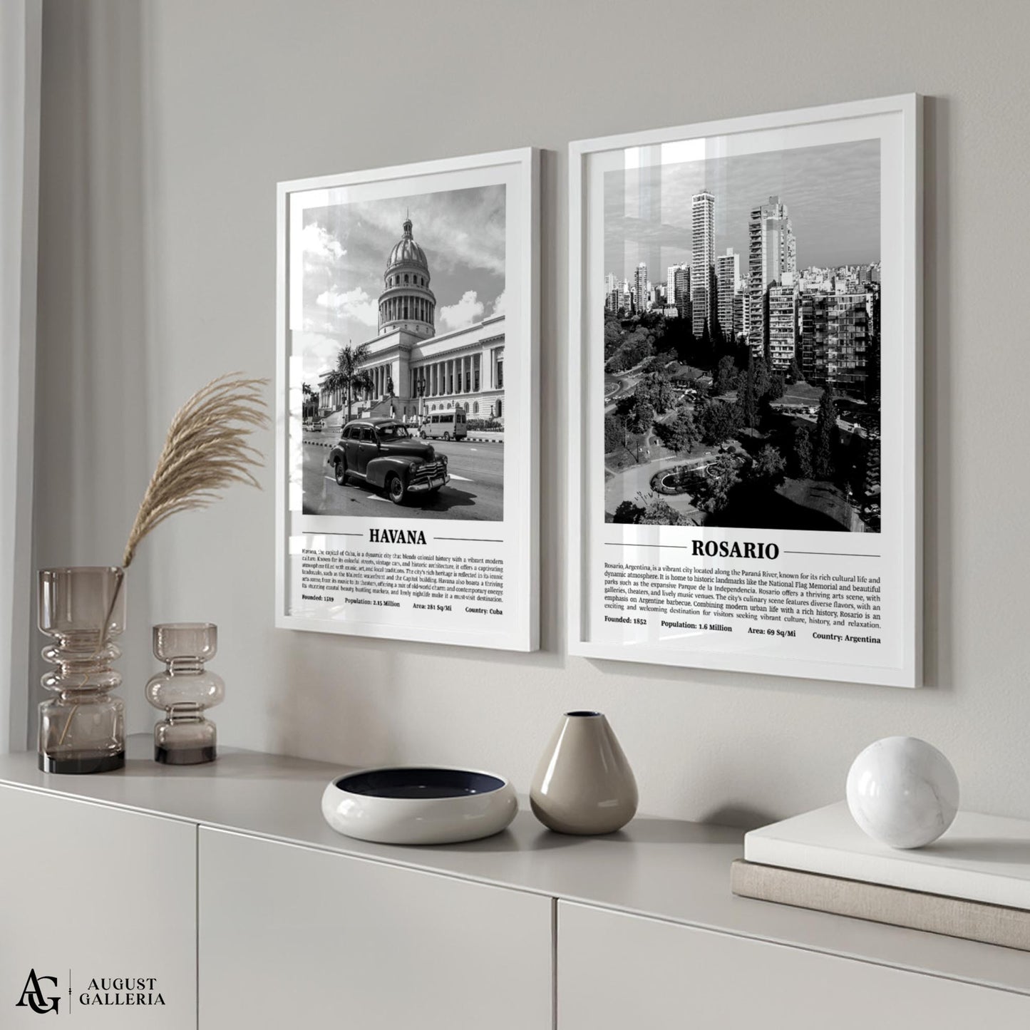 Rosario Black & White City Print