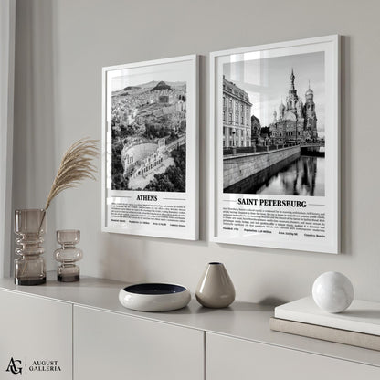 Saint Petersburg Black & White City Print