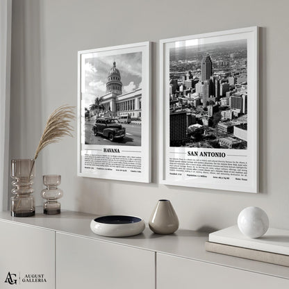 San Antonio Black & White City Print