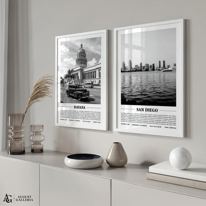 San Diego Black & White City Print