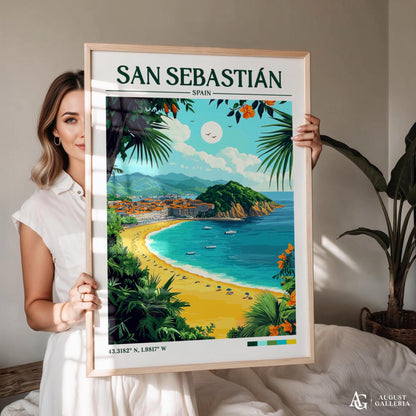 San Sebastián Retro Travel Print