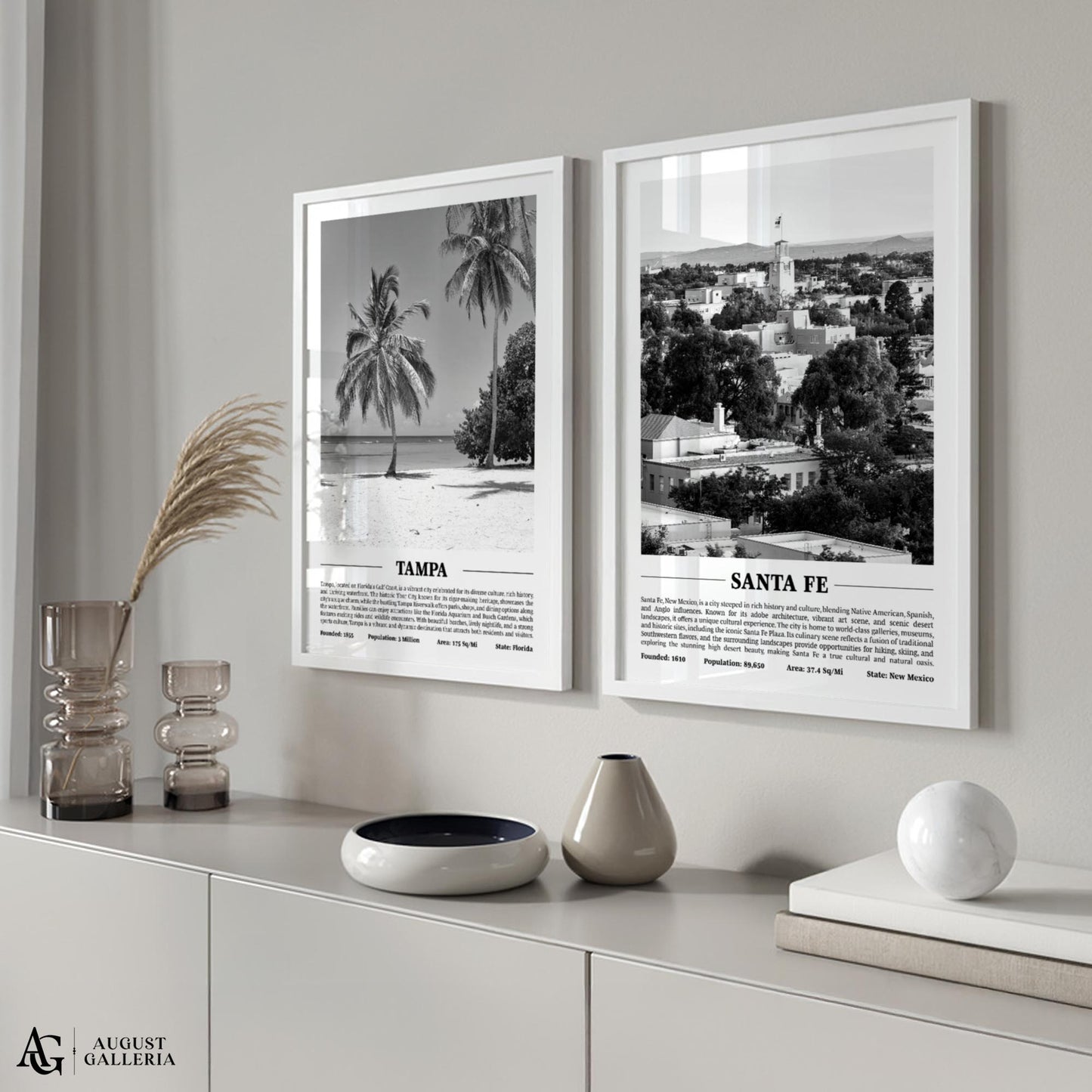 Santa Fe Black & White City Print