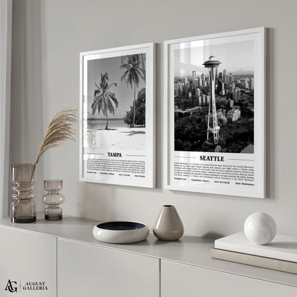 Seattle Black & White City Print