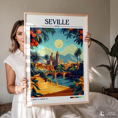 Seville Spain Retro Travel Print