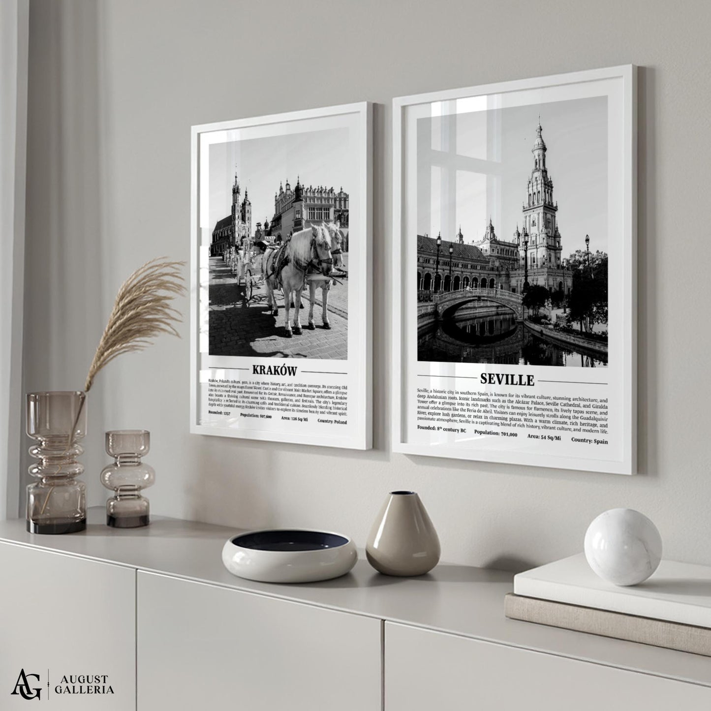 Seville Black & White City Print