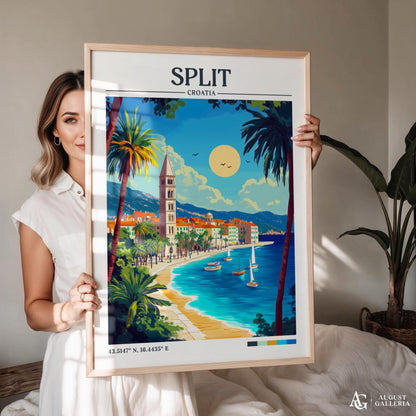 Split Croatia Retro Travel Print