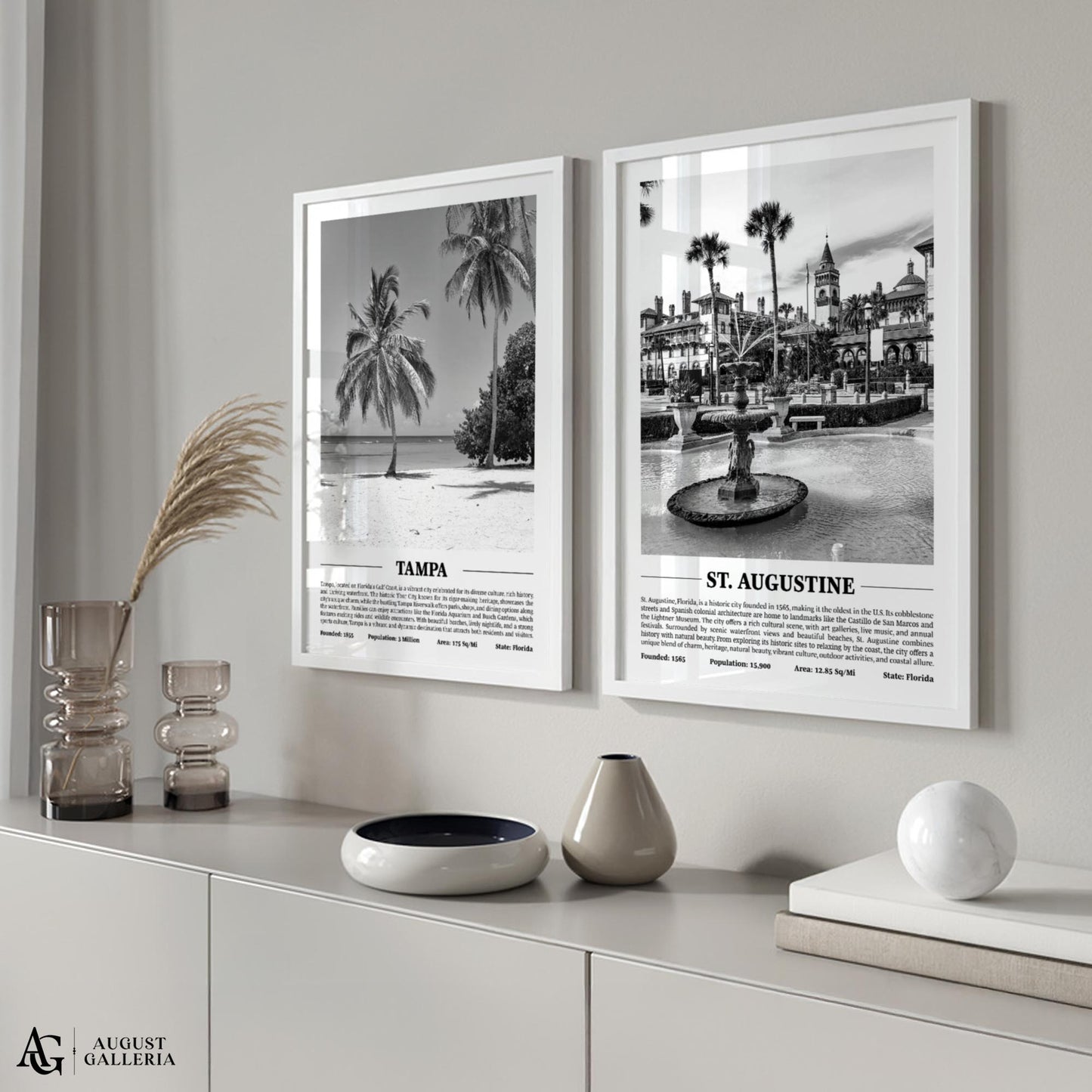 St. Augustine Black & White City Print