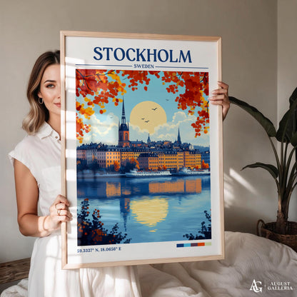 Stockholm Sweden Retro Travel Print