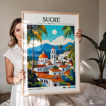 Sucre Bolivia Retro Travel Print