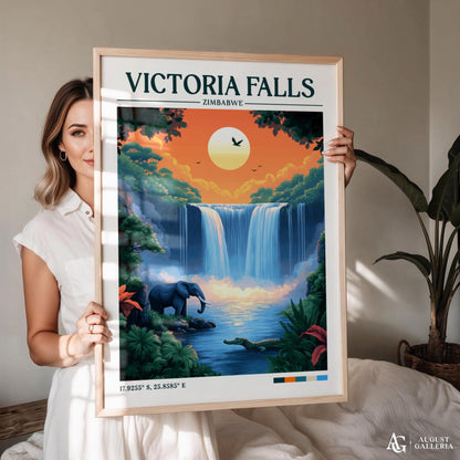 Victoria Falls Retro Travel Print