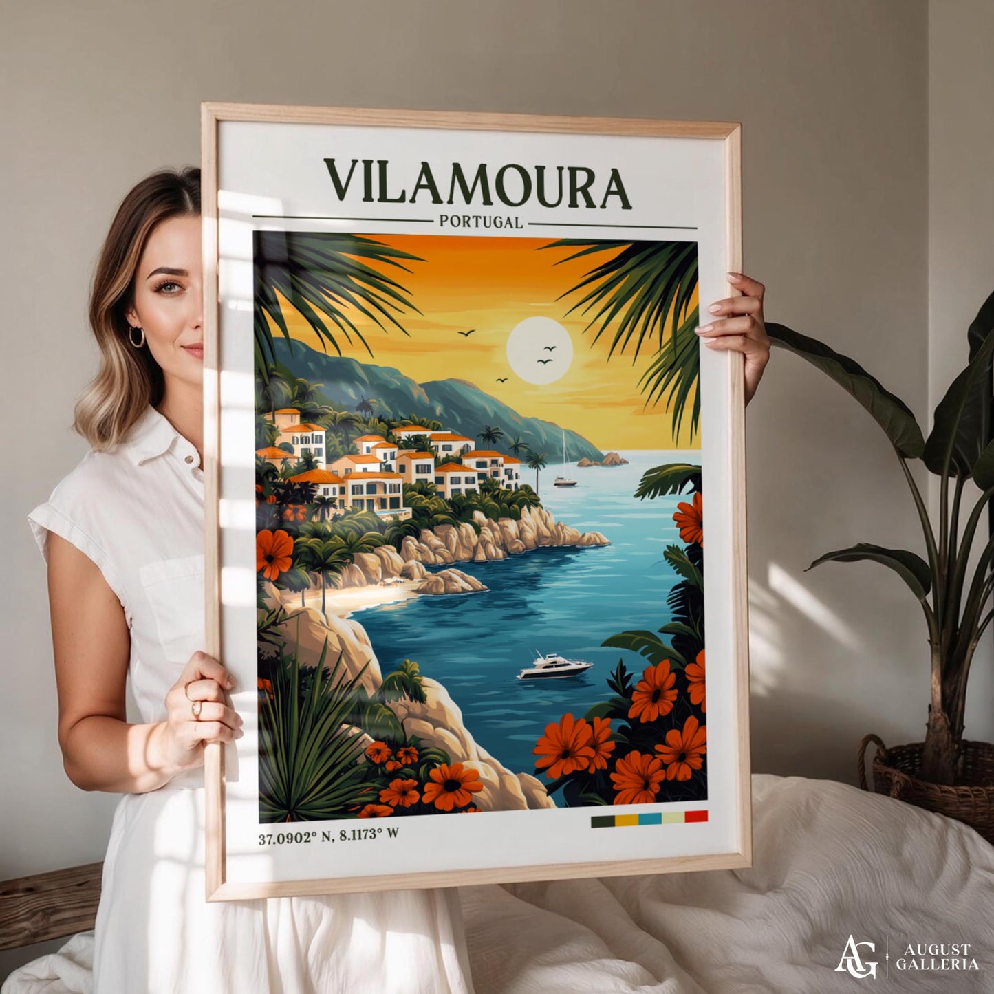 Vilamoura Portugal Retro Travel Print