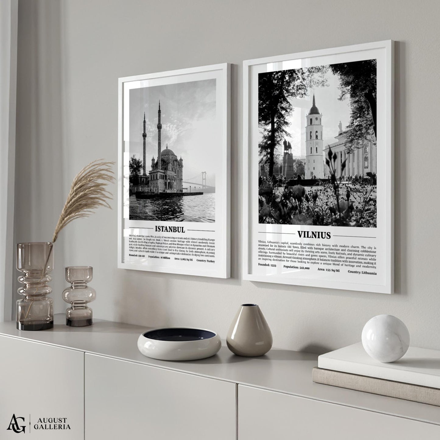 Vilnius Black & White City Print