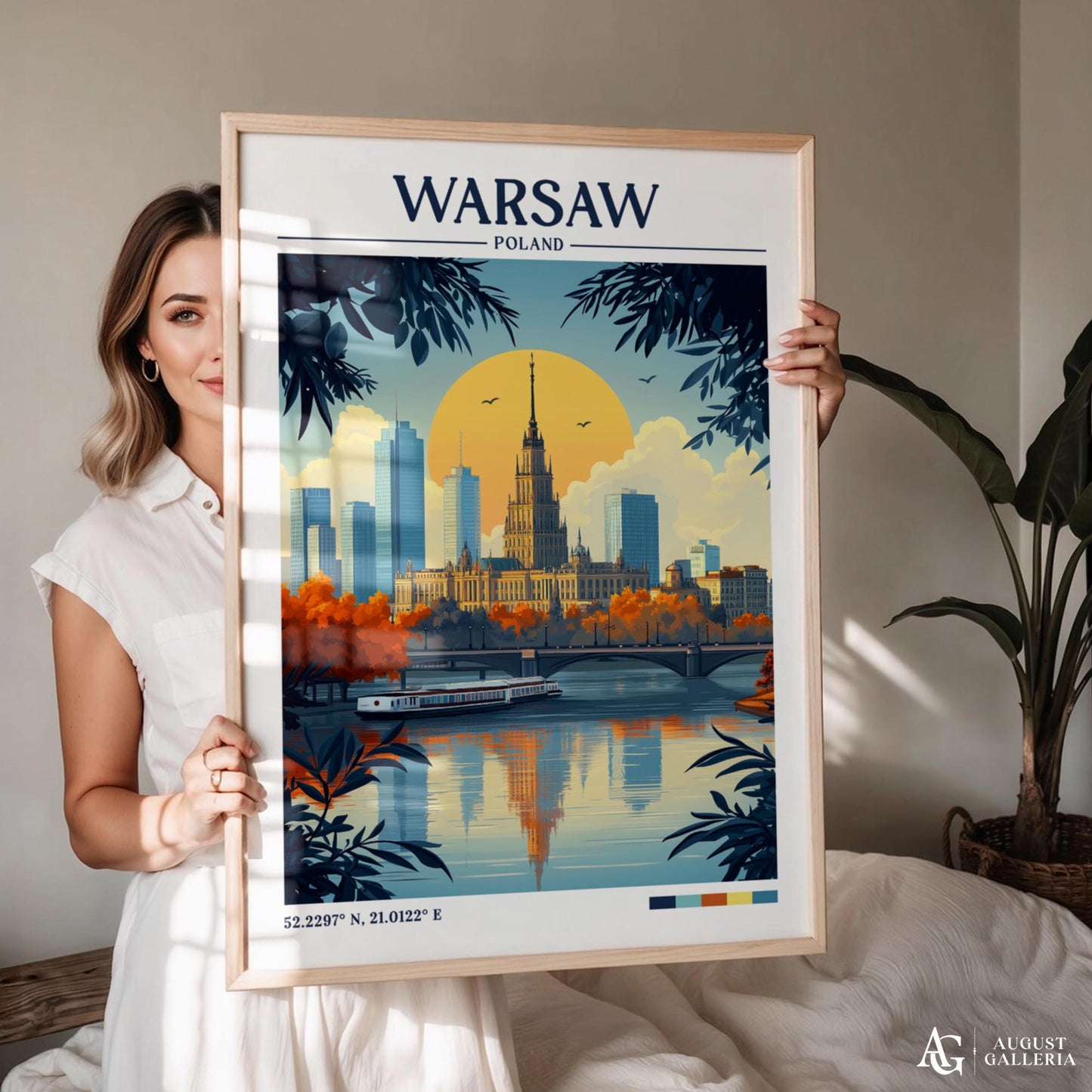Warsaw Poland Retro Travel Print