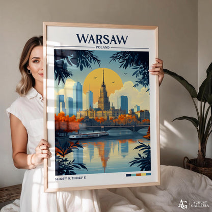 Warsaw Poland Retro Travel Print