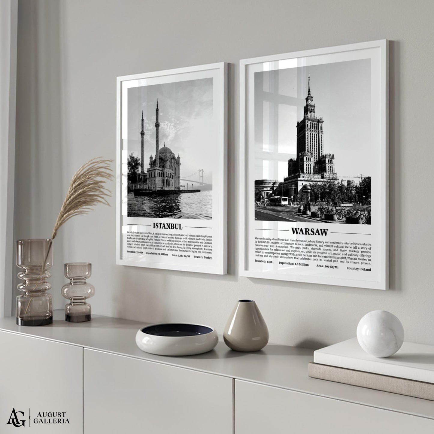 Warsaw Black & White City Print