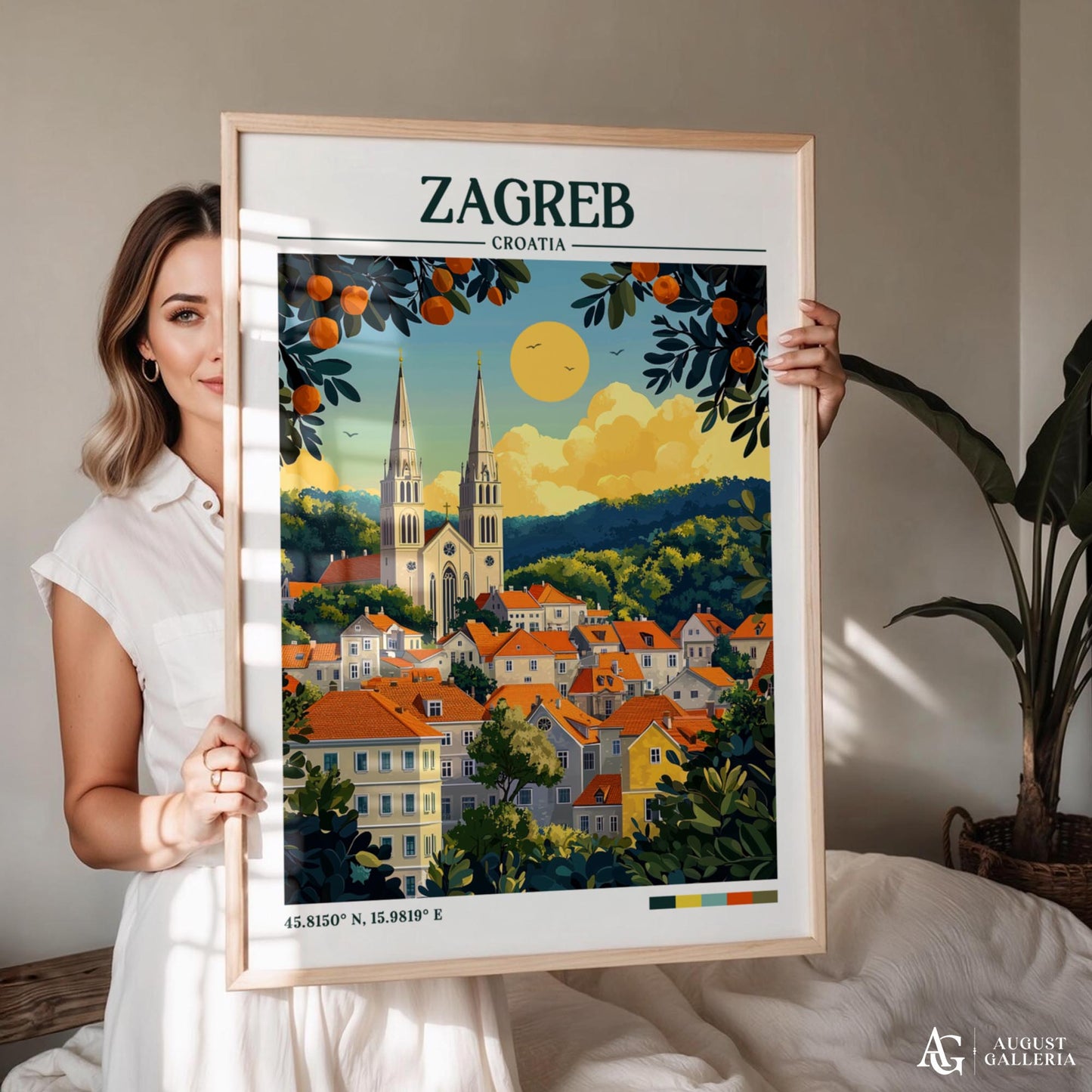 Zagreb Croatia Retro Travel Print