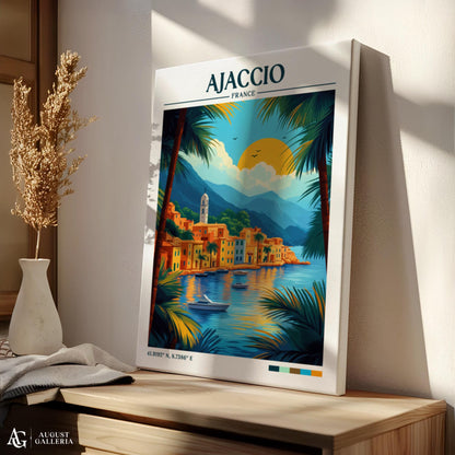 Ajaccio France Retro Travel Print