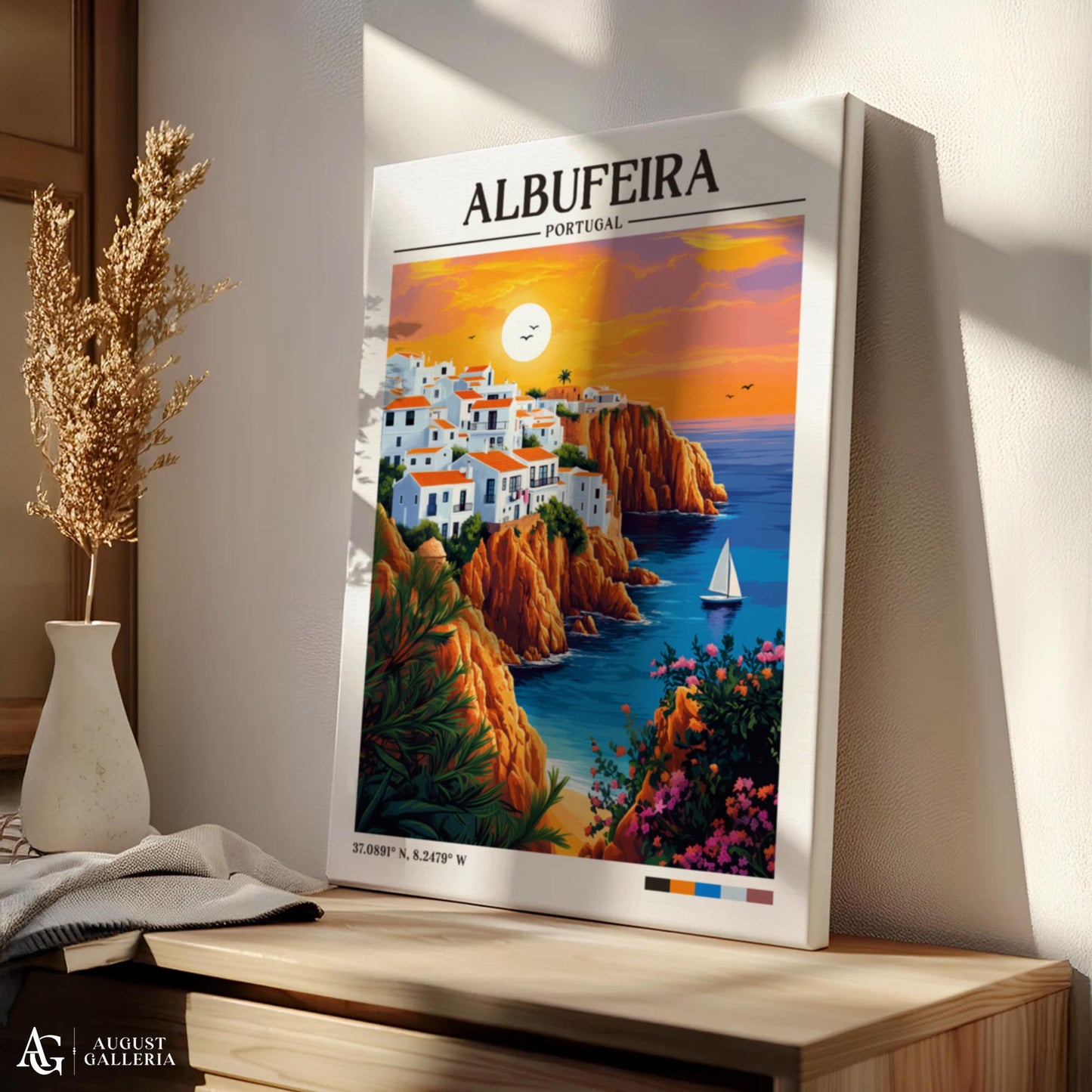 Albufeira Portugal Retro Travel Print