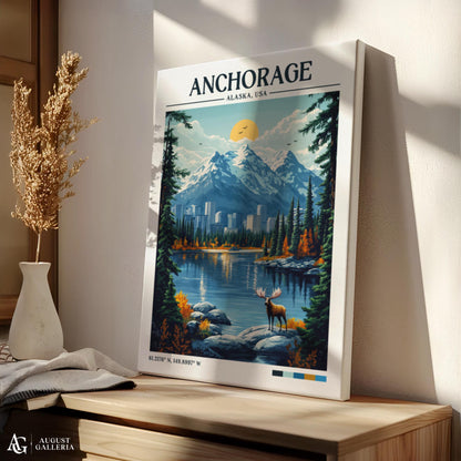 Anchorage Alaska Retro Travel Print