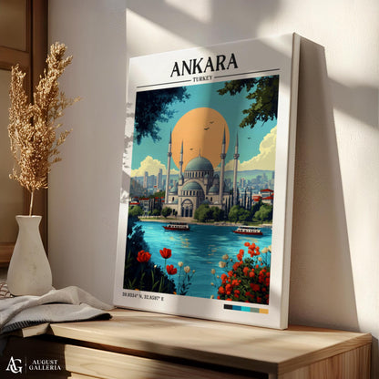 Ankara Turkey Retro Travel Print
