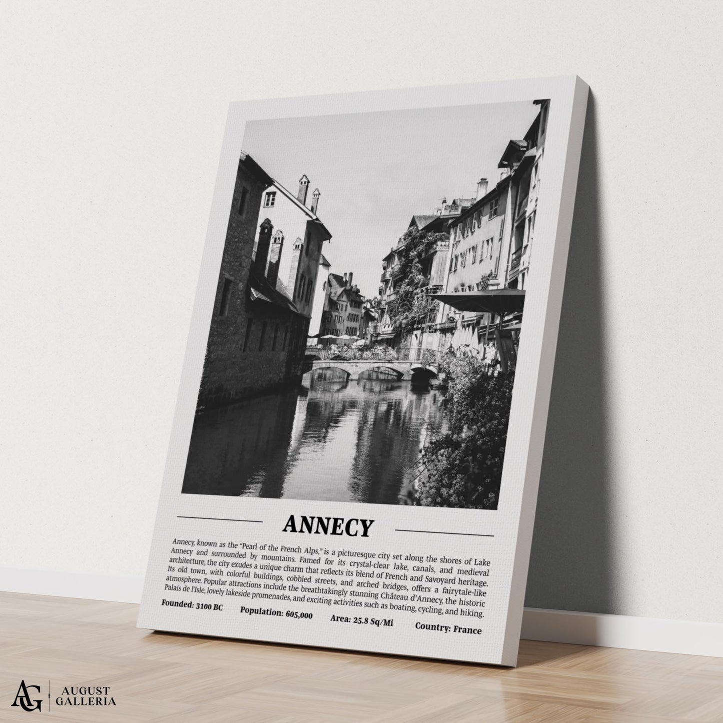 Annecy Black & White City Print