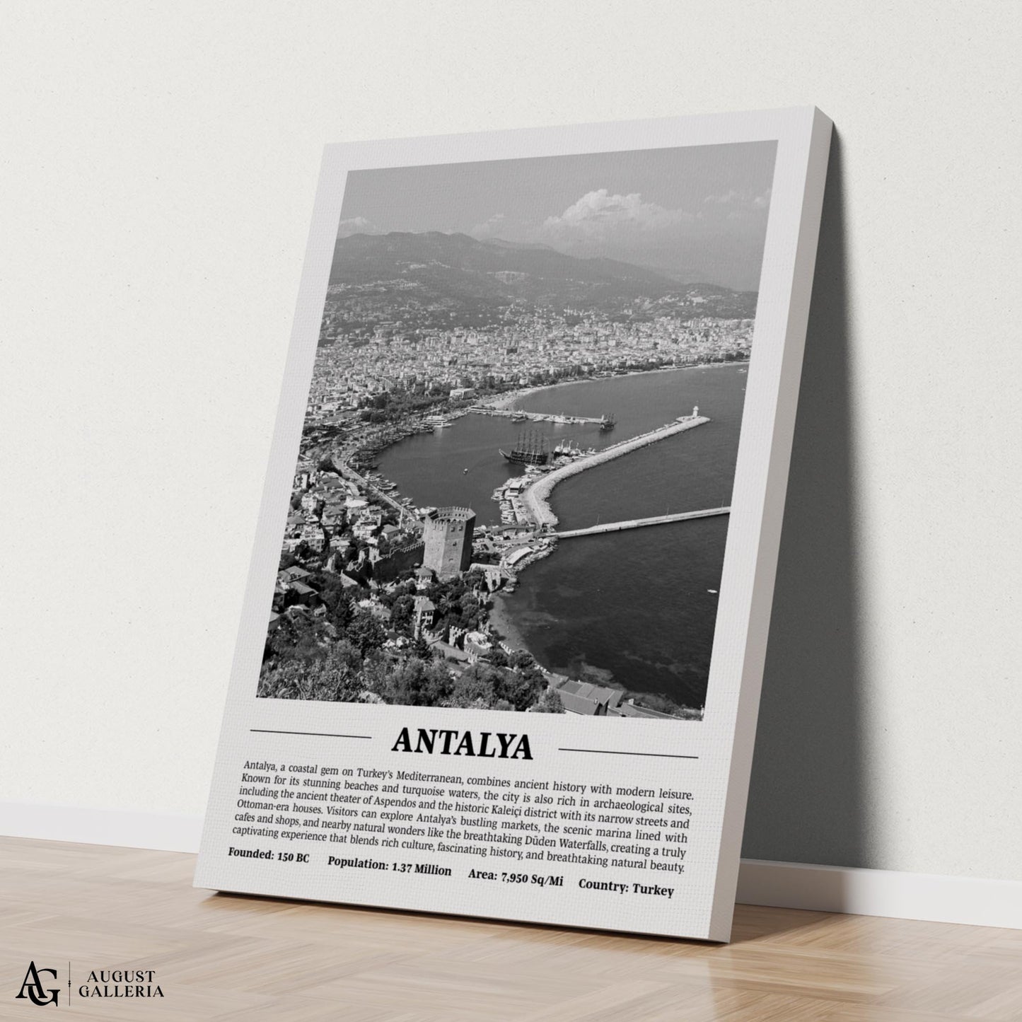 Antalya Black & White City Print