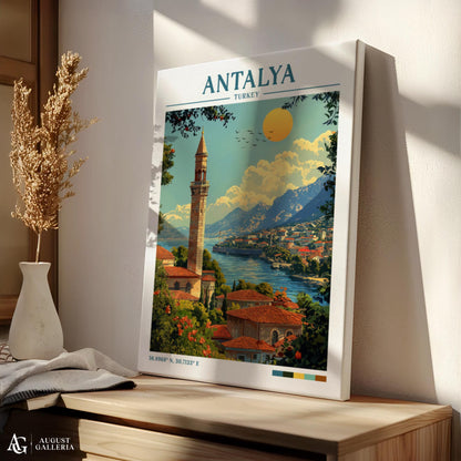 Antalya Turkey Retro Travel Print