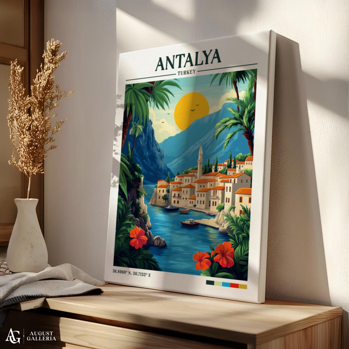 Antalya Turkey Retro Travel Print