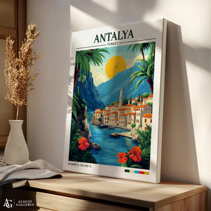 Antalya Turkey Retro Travel Print