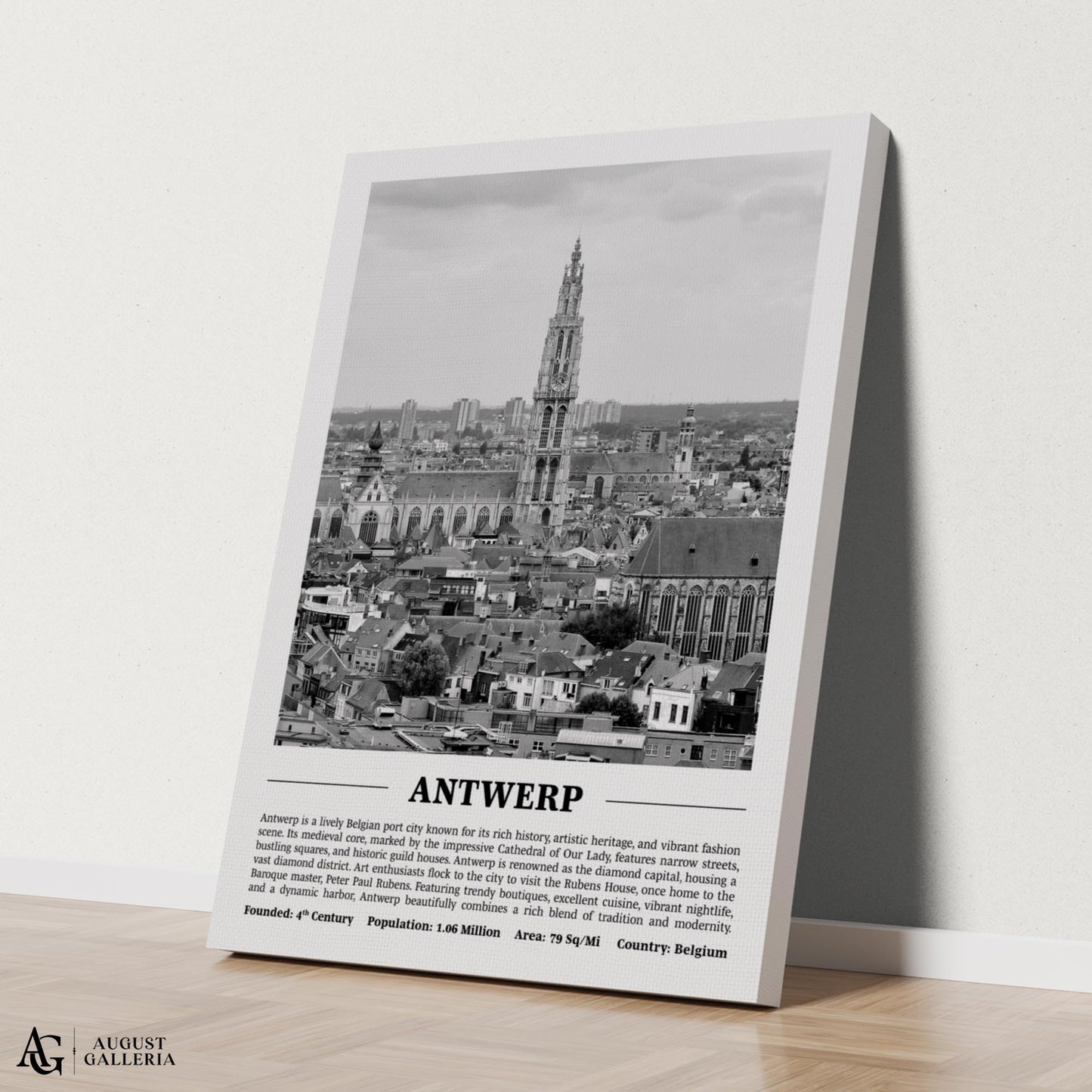 Antwerp Black & White City Print