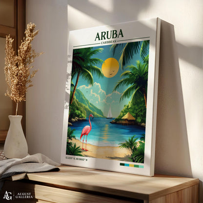 Aruba Caribbean Retro Travel Print